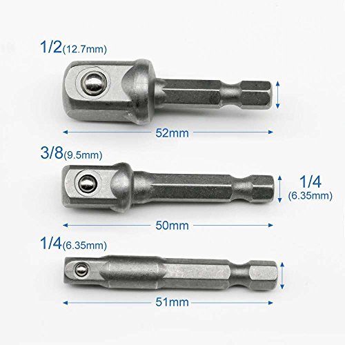 Dukars 8 Pcs Socket Adapter Impact Hex Shank Drill Bits Bar Set 1/4" 3/8" 1/2" Bits New - Thumbnail 2