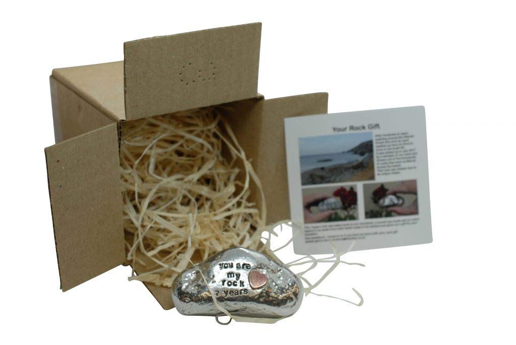 You Are My Rock - Copper Anniversary Solid Metal Rock With Copper Heart Inlay - 7th Anniversary