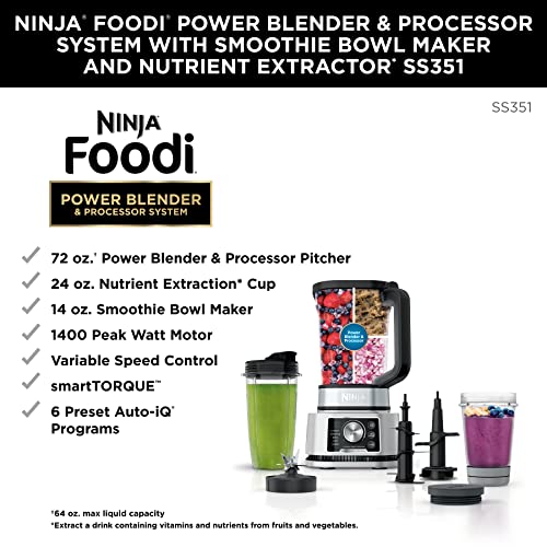 Ninja SS351 Foodi Power Blender & Processor System 1400 WP Smoothie