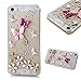 iPhone SE Case,iPhone 5S Case,iPhone 5 Case -Mavis's Diary 3D Handmade Crystal Butterfly Lingers Over The Flower Rhinestone Diamond Bling Clear Hard Case Cover for iPhone SE/5S/5