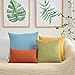 Kevin Textile Decor Soft Solid Velvet Toss Throw Pillow Cover Fashion Striped Decorative Pillow Case Handmade Cushion Cover for Couch, 20x20 inches, 2 Pieces, Primrose Yellow