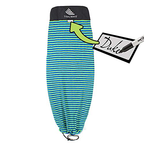 Tidal Wake TAG-IT Green & Blue Striped Surf & Wake Board Sock Bag with Built-in Name Tag, Snub Nose Style, 58", Tag Your Bag - Personalize with Your Name! - Thumbnail 5