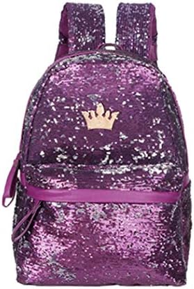 Raylans Girl's Crown Glitter Sequin School Backpack Lightweight Travel Students Backpack