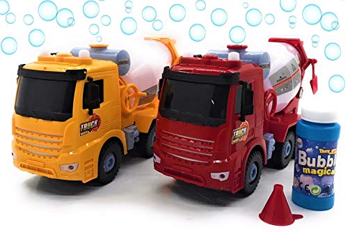 O.B Toys&Gift Bump & Go Bubble Blowing Concrete Mixer Truck Battery Operated Toy w/ Flashing LED Lights , Sounds & Bubble Blowing Action (Colors May Vary)