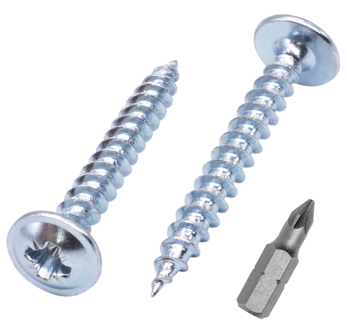 SKIR'CO (150 pcs) Zinc Plated Steel 4.0 x 30 mm Silver Wood Screws, Metal Screws, Wafer Head, Pozidriv, Self Tapping