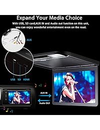 TV abatible para monitor de techo del coche Reproductor de video MP5 de 13.3 pulgadas 1920x1080 con HDMI SD USB negro
