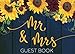 Guest Book: Mr & Mrs Wedding Guest book - Rustic Navy Sunflower Burgundy Floral by Rustic Moments
