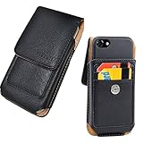AIScell Pouch for Huawei P20 Pro/Ascend Mate 2 / Ascend XT~Premium Vertical Black Leather Wallet Case w/Card Holder and Swivel Belt Clip Holster{Great Fits Thin Protective Cover Or Naked Phone}(Ve)