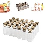 Mini Clear Glass Jars Bottles with Cork Stoppers for Arts & Crafts, Projects, Decoration, Party Favors - Size: 1-1/2" Tall X 3/4 Inches Diameter (24 Pack)
