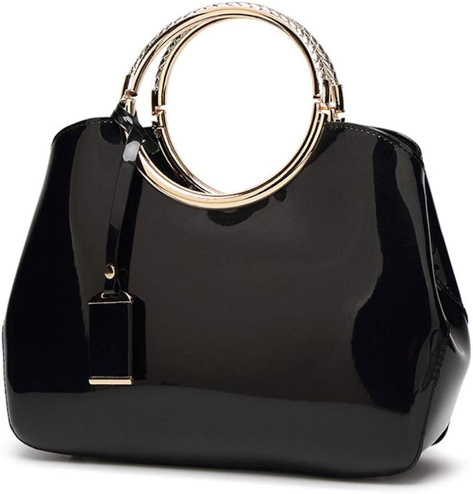 AlwaySky Womens Handbags, Ladies Top Handle Bags, Patent Leather Stylish Tote Shoulder Bags Purse for Work Wedding, Shopping