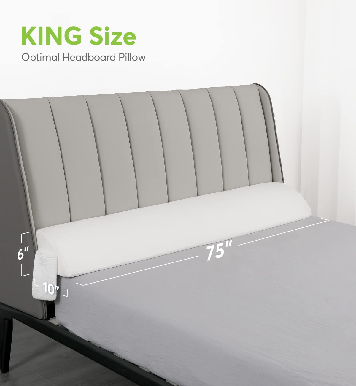 OasisSpace Bed Wedge Pillow for Headboard Gap, King Size (75