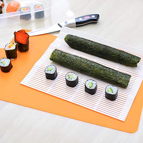 MXY Sushi Rolling Kit Mat Japanese Sushi Making Kit White Plastic With A Mini Rice Paddle (L-8166)