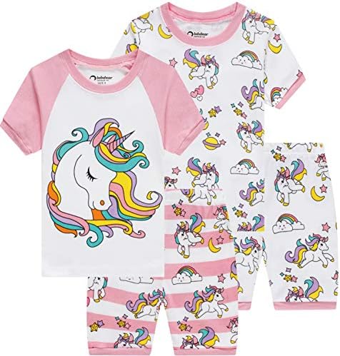 Little Girls Pajamas Baby Children Horse Pyjamas 100% Cotton Pink Toddler Sleepwear