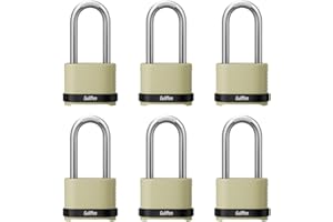 Guliffen Heavy Duty Combination Padlock, Outdoor Combo Lock Weatherproof, Pad Locks with Long Shackle for Locker, Shed, Garage, Gate, Fence, 6 Pack