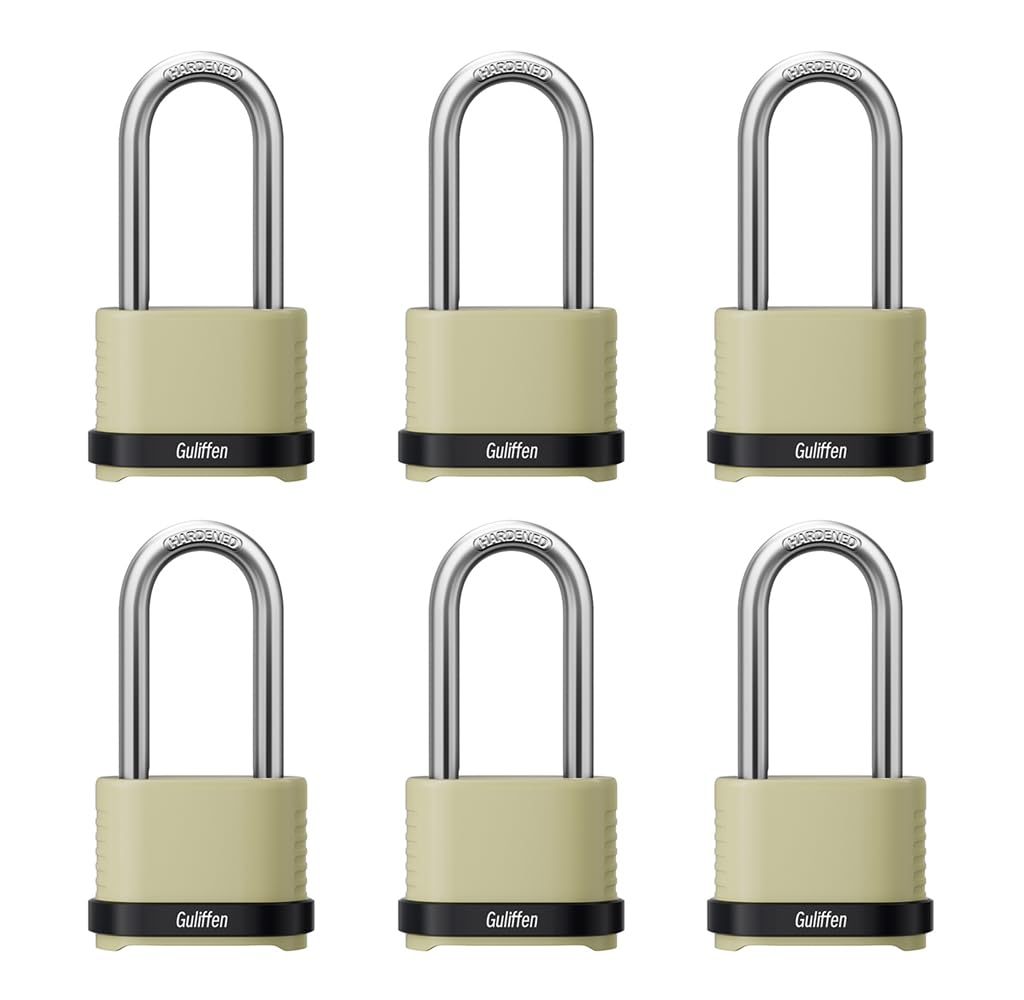 Photo 1 of *** MISSING TWO PARTS *** Guliffen Heavy Duty Combination Padlock, Outdoor Combo Lock Weatherproof, Pad Locks with Long Shackle for Locker, Shed, Garage, Gate, Fence, 6 Pack