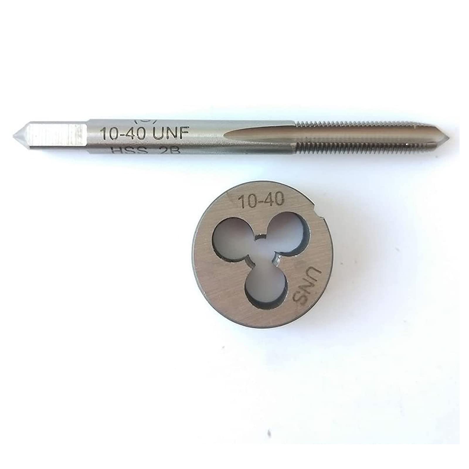 HUAZHICHUN 1PC 10-40 UNS Tap + 1PC 10-40 UNS Die, HSS Tap and Die Set Right Hand Tap