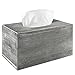 MyGift Distressed Gray Wood Rectangular Facial Tissue Box Cover Holder with Easy Refill Slide Out Bottom