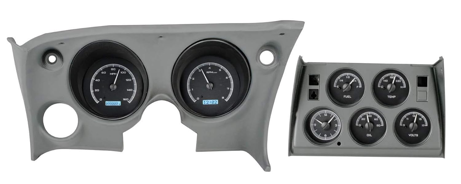 Dakota Digital 68-77 Chevy Corvette Dash Gauge System Analog Clock Black Alloy White VHX-68C-VTA-K-W