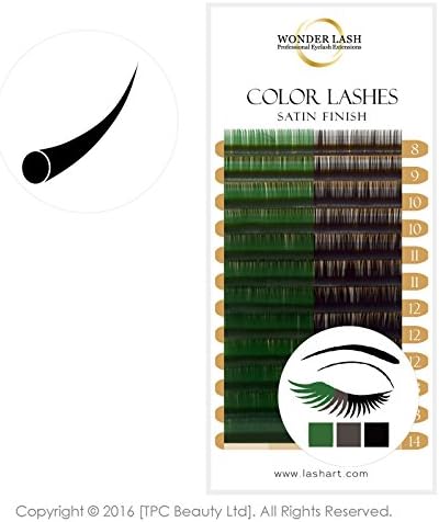 WonderLash Individual Eyelash Extensions Eye Lashes (Green/DarkBrown 0.15C)