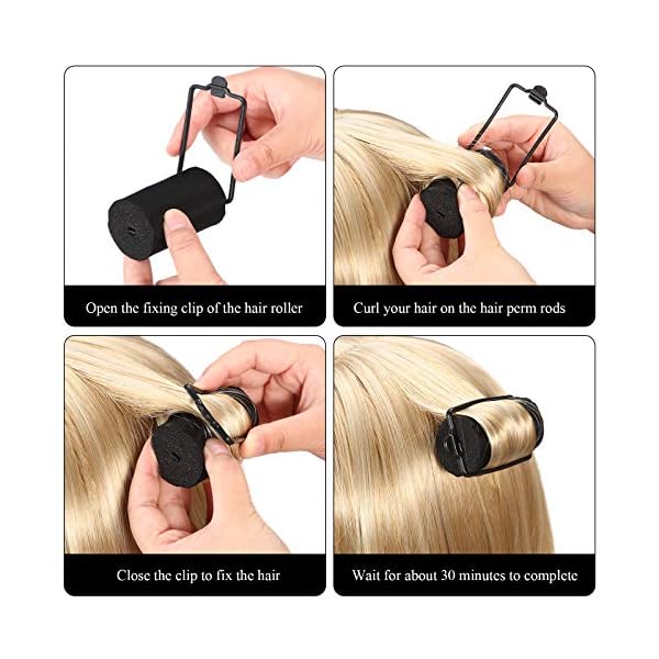 60 Pieces Satin Foam Sponge Hair Rollers Soft Foam Hair Styling Curlers Flexible Hairdressing Curlers Black Perm Rods…