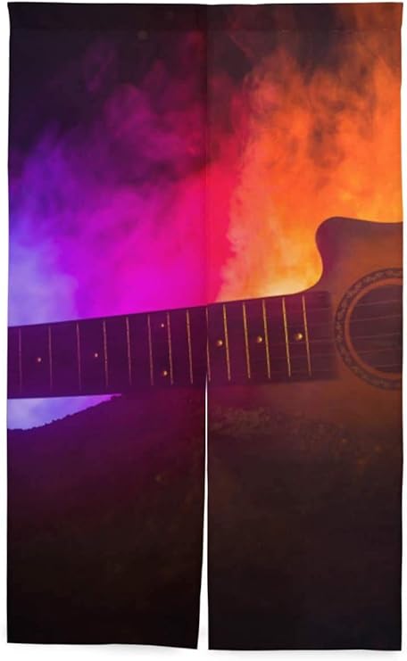 Amazon Tinzzeros のれん おしゃれ 音楽コンセプトアコースティックギターに分離 洋室 さわやか カーテン カーテン リビング用 玄関 ギフト 遮熱断熱 和風の シンプル無地 突っ張り棒付き 幅70 丈1 のれん オンライン通販