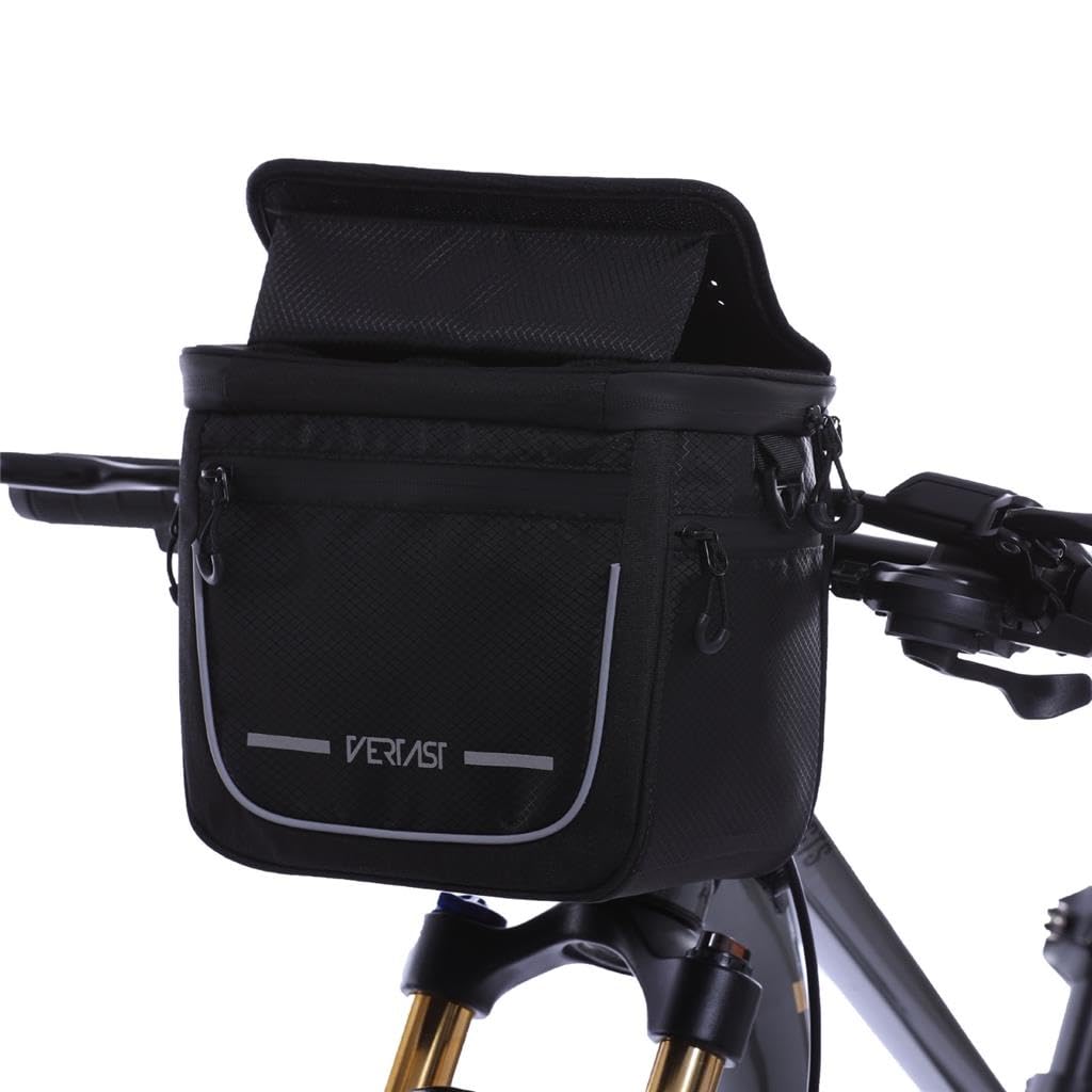 VertAst Bicyle Handlebar Bag Large Storage Basket for MTB CTB City Commuter, Black