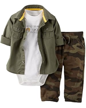 Baby Boys 3-piece Shirt, Bodysuit and Pants; Green 3 Months