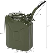 Karlhome 20 Litre Metal Fuel Can with Spout Green 5 Gallon Petrol Diesel Storage view 3