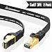 CableGeeker Cat7 Ethernet Cable 3ft 2 Pack (30 AWG High Speed Cable) Flat Cat7 Shielded Ethernet Cable Support Cat5/Cat6 Network,600Mhz,10Gbps - Black Computer Cord for Router Xbox Modem