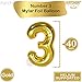 Giant Number 3 Balloon Gold Kit - 40 Inch Gold Foil Balloons | 3rd Birthday Balloons Boy with Gold Confetti Balloons | Gold 3rd Birthday Decorations for Boys, Girls | 3 Balloon Number for Anniversary