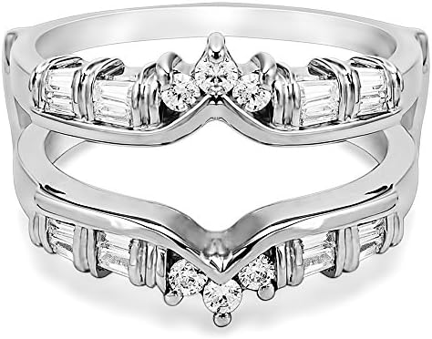 TwoBirch 0.7 Ct. Baguette and Round Chevron Ring Guard in Sterling Silver with Cubic Zirconia