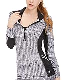 icyZone Women's Workout Yoga Track Jacket 1/2 Zip Long Sleeve Running Shirt