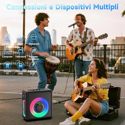 HWWR Karaoke with 3 Wireless Microphone, 120W Bluetooth 5.3 Portable Speaker with Upgraded Subwoofer for Adults, PA System with Echo Adjustment, Support TWS/TF Card/USB/AUX/Live