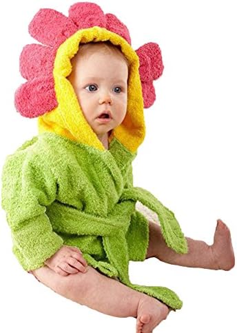 Minuya Unisex Baby Bathrobe Cotton Animal Hooded Dressing Gown Sleepwear Homewear for 0-6 Kids Toddler Baby Boys Girls Best Gift