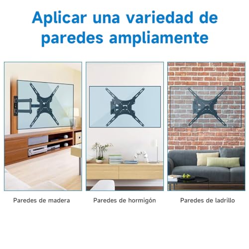Eynshoo Soporte de Pared para TV, Base para TV para VESA Máx 400 x 400 mm, Pantallas de 32-55″, Resistentes hasta 22 kg, Acero Súper Reforzado
