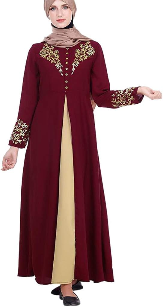 Womens Muslim Trumpet Sleeve Maxi Dress Long Robe Gowns