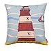 Kingla Home Square Decorative Throw Pillow Covers Lighthouse Cushion Covers For Sofa 18 x 18 Inch Mediterranean Pillowcases