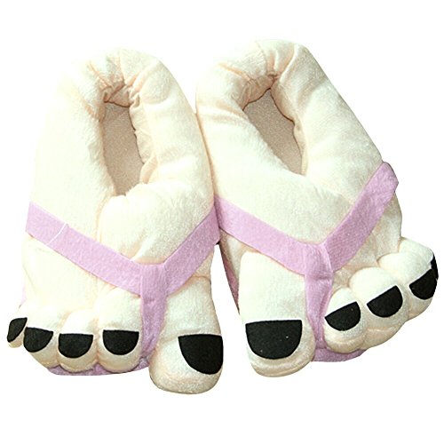 Eforstore Funny Winter Toe Big Feet Warm Soft Plush Slippers Novelty Gift Adult Shoes (Pink)