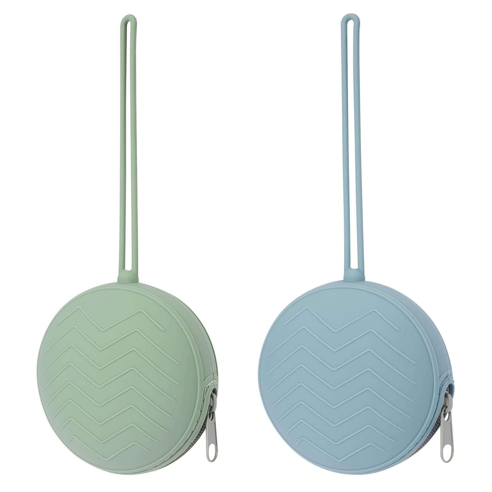 Photo 1 of Nupoopy 2 Pack Pacifier Holder Case, BPA Free Newborn Baby Silicone Pouch for Boys & Girls, Portable Container (Sage, Ether)
