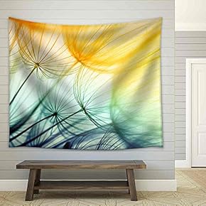 Dandelion Seed in Golden Sunlight - Fabric Wall Tapestry Home Decor - 51x60 inches
