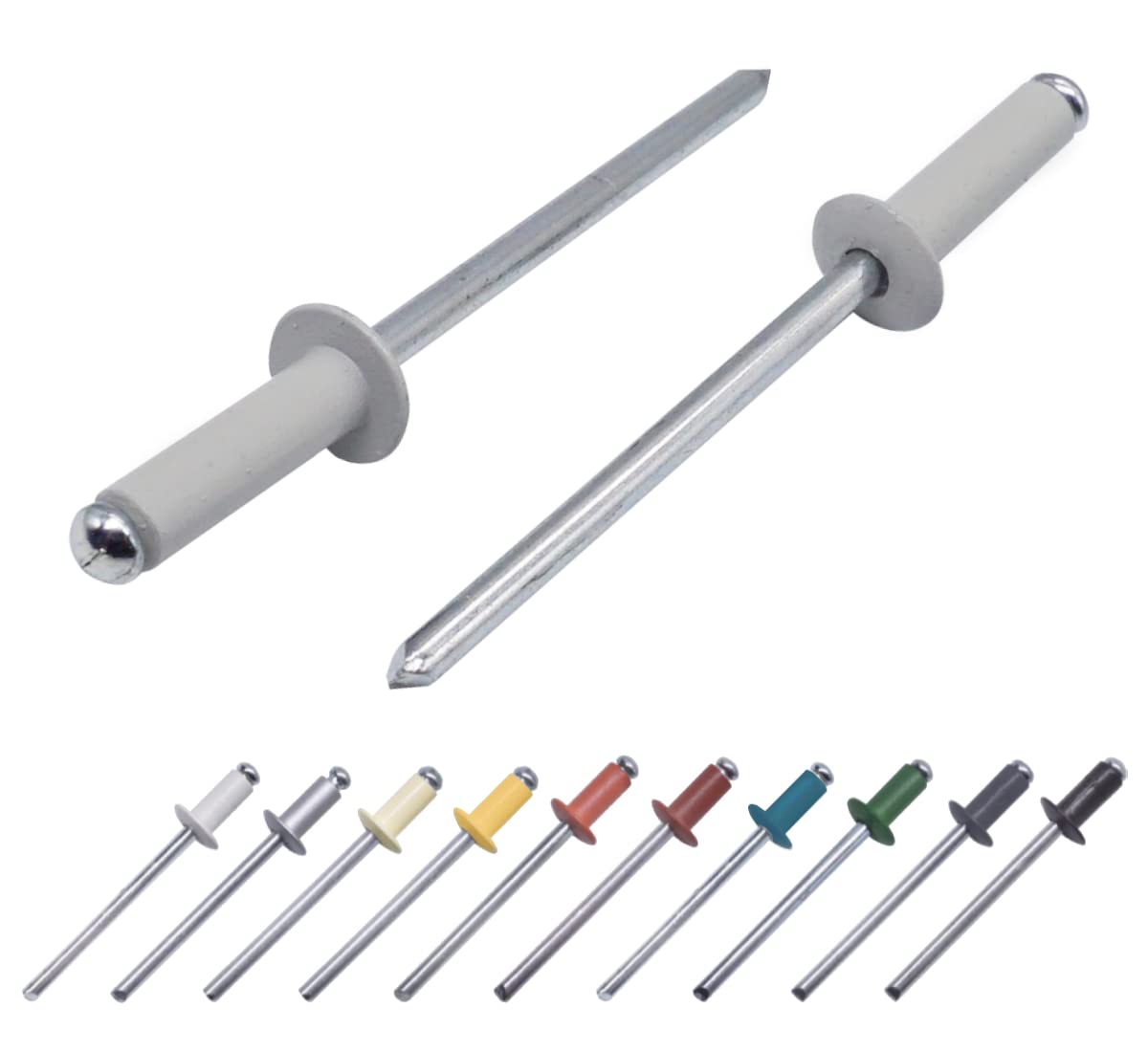 (Pack of 80 pcs) Painted Blind Rivets 4.0 x 14 mm, Dome Head, DIN 7337, Aluminum Rivet and Steel Mandrel, Pop Rivets (80, Agate Grey RAL 7038)