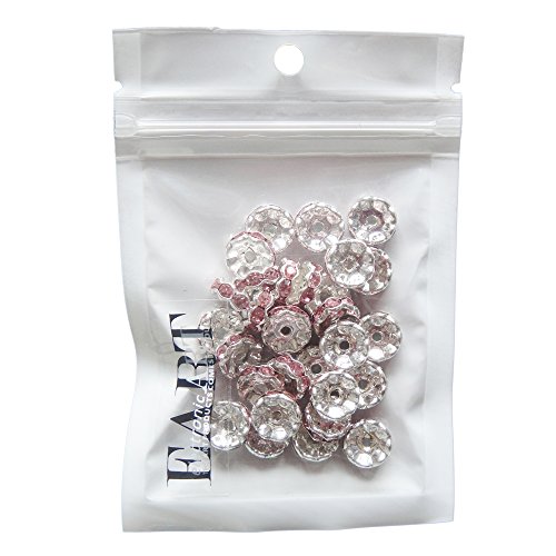 RUBYCA 100pcs 5mm Wavy Rondelle Spacer Beads Silver Tone Light Rose Pink Czech Crystal for Bracelet Necklace Jewelry Making