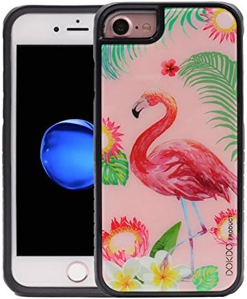 iPhone 8 Case DOKDO Shock-absorbing TPU Bumper Case Anti-Slip Elegant Glass Back With Colorful Painting [Glass As Apple iPhone 8] Defensive Protection Cover (Neon)