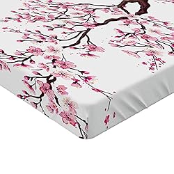 Ambesonne Japanese Fitted Sheet, Branch of a