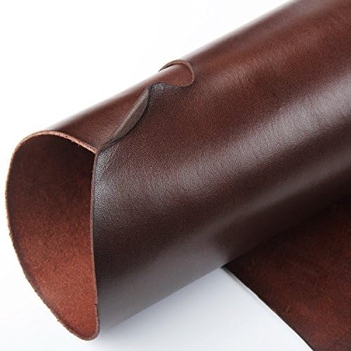 WUTA Veg Tan Cowhide Finished Full Grain Leather Drum Dyed 24x23cm Brown, 4.5-5 oz