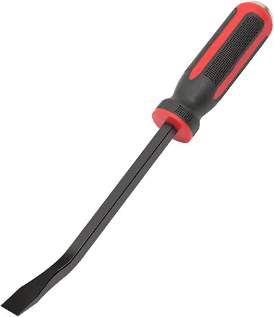 ROTATION 300mm Chisel Lever Pry Bar Soft Grip Metal Impact Heads 12 Inch Red