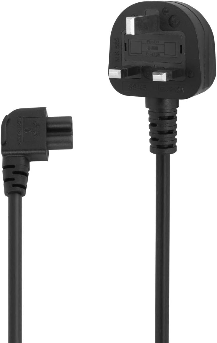 Right Angled 90 Degree Power Cable,UK plug 3 pin AC Wall Power Cord C5 ...