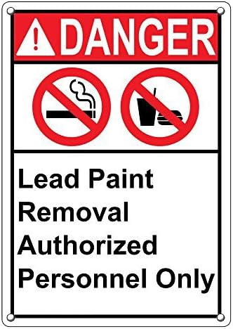 Weatherproof Plastic Vertical ANSI DANGER Lead Paint Removal Authorized Personnel Only Sign with English Text and Symbol