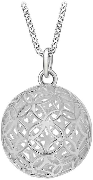 Tuscany SilverWomen's Sterling Silver 14.5 x 21.5 mm Filigree Ball Pendant on Sterling Silver 1.1 mm Curb Chain Necklace of Length 46 cm/18 Inch