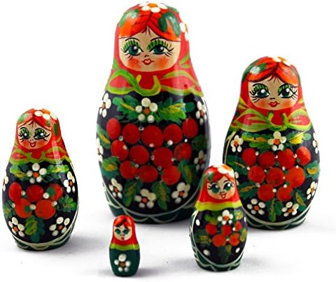 Rowanberry Wooden Nesting Babushka Buy Matryoshka Dolls, Best Gifts For Kids Home Decor Online Wooden Educational Toys, 5pc